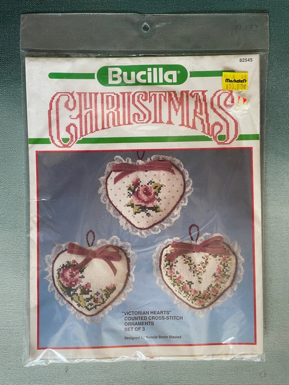Bucilla Counted Cross Stitch Kit Christmas Ornaments Victorian Hearts Vintage